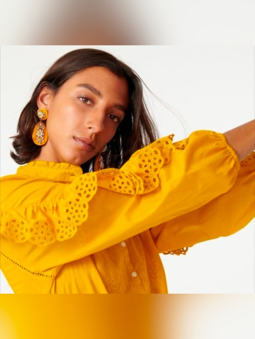 J.Crew Ruffle-Sleeve Top with Embroidered Eyelet - Picture 5 of 9